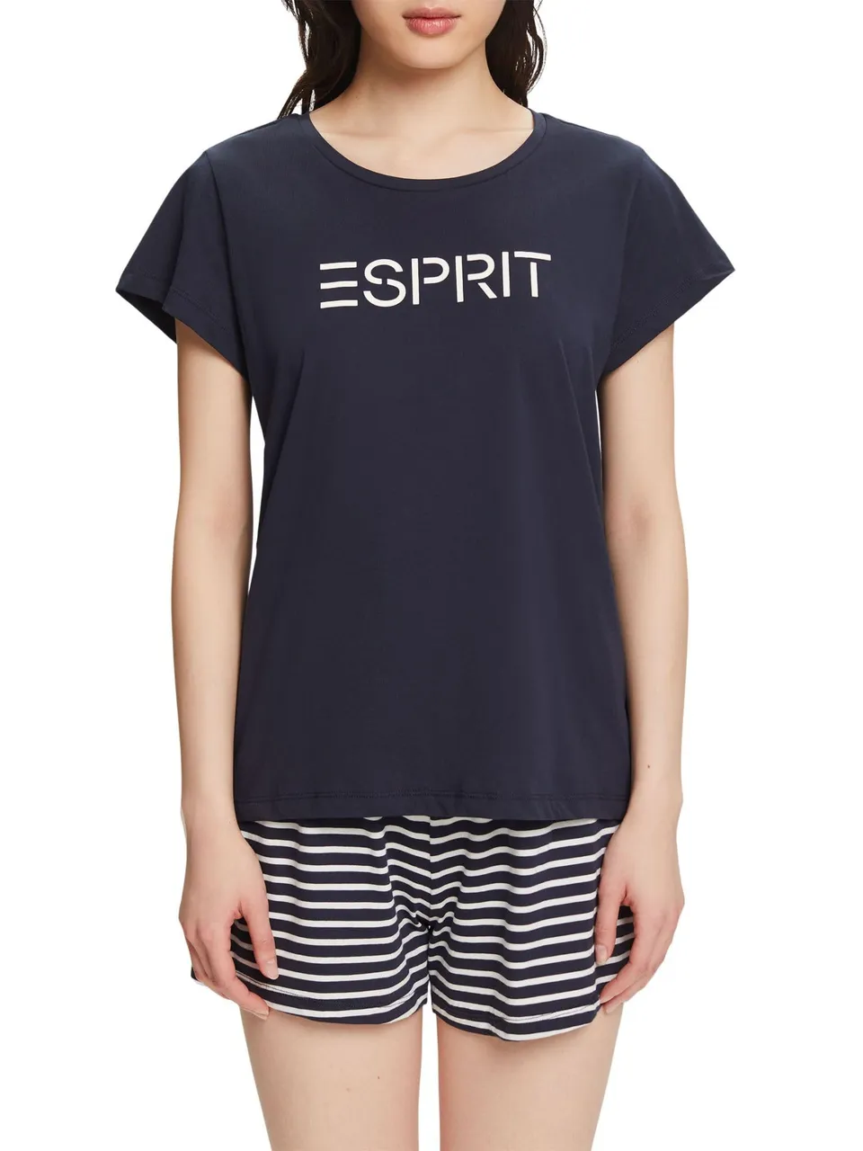 esprit-mia-damen-pyjamaset-mit-kurzarm-shirt-und-shorts-schlafanzug-set-f-r-warm image 1