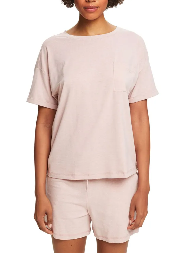 esprit-cosy-melange-sus-s-shirt-ss-damen-pyjamaoberteil-kurzes-schlafshirt-mit-m image 1