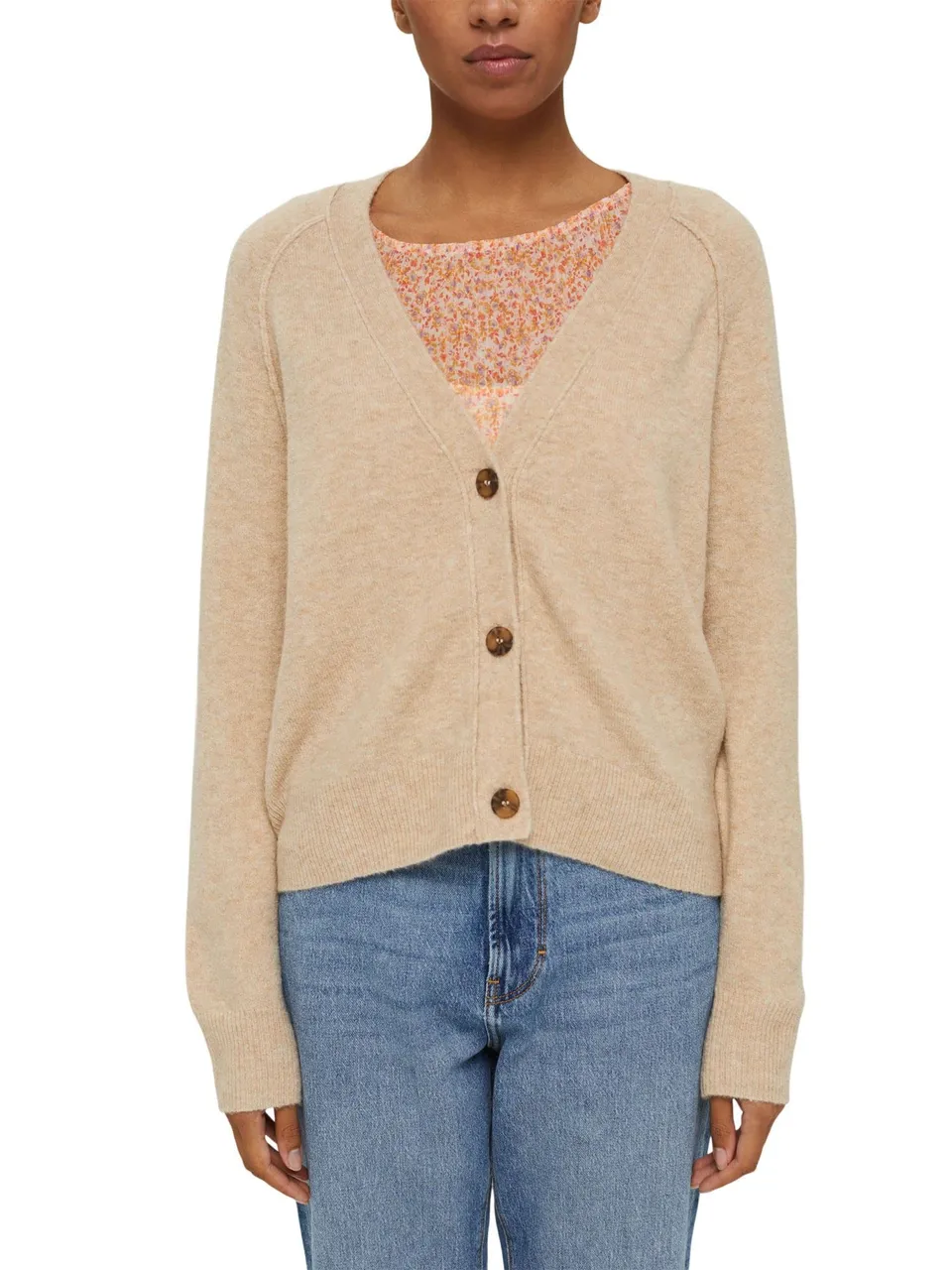 esprit-991ee1i326-damen-strickjacke-farbe-sand-289-sand-5-offener-feinstrick-car image 1