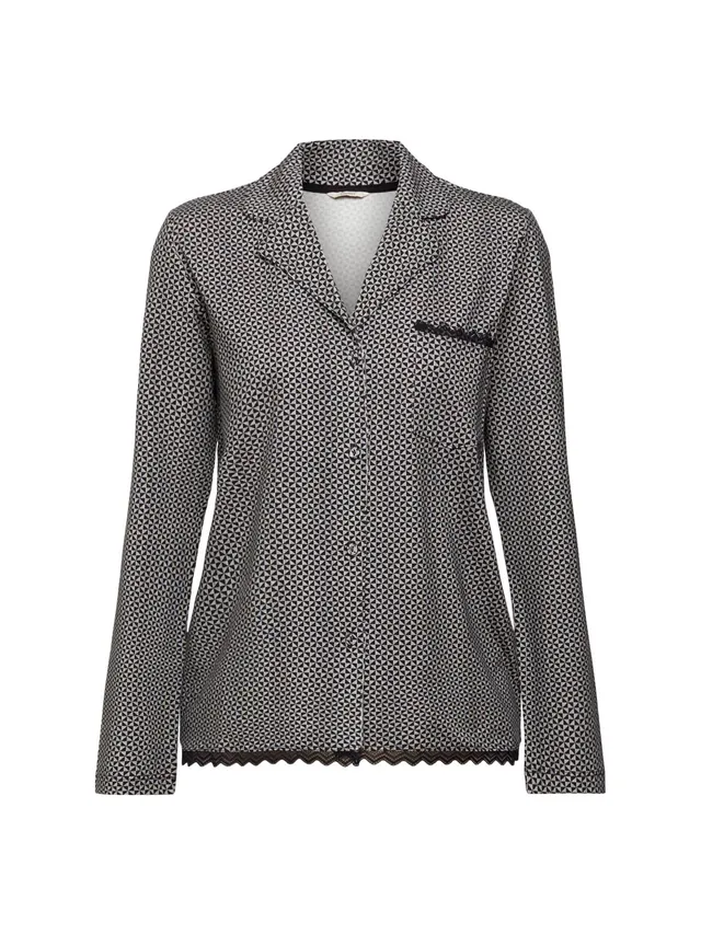 esprit-damen-printed-cotton-lace-schlafshirt-kurz-rmliges-pyjamashirt-aus-baumwo image 1