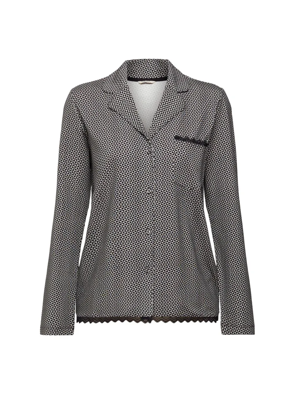 esprit-damen-printed-cotton-lace-schlafshirt-kurz-rmliges-pyjamashirt-aus-baumwo image 1