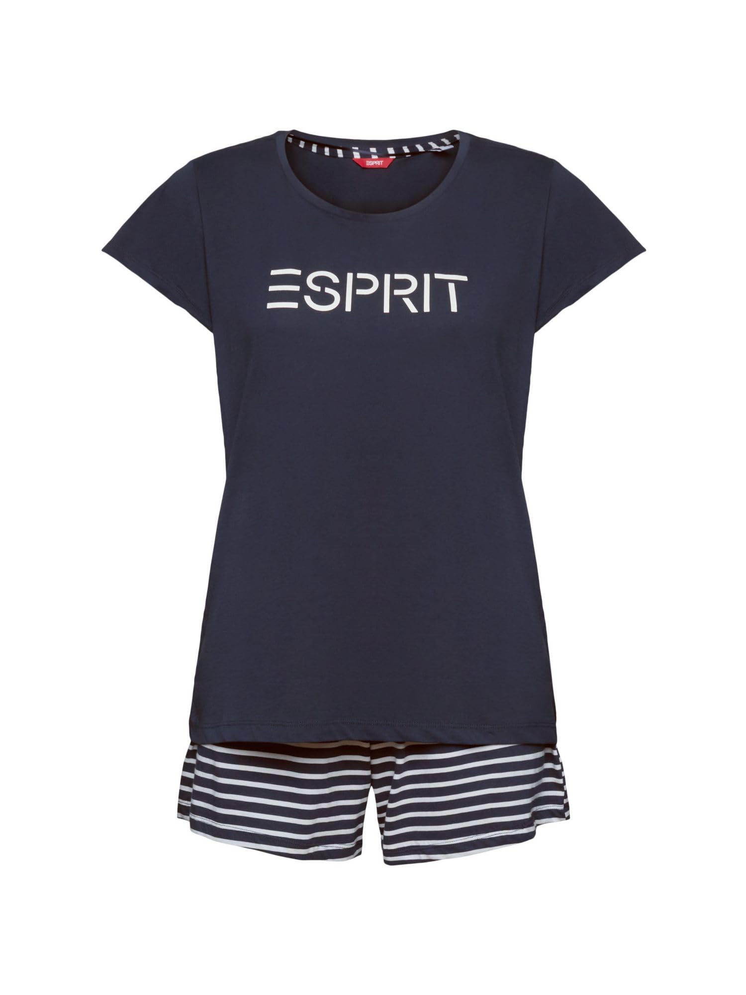 esprit-mia-damen-pyjamaset-mit-kurzarm-shirt-und-shorts-schlafanzug-set-f-r-warm image 3
