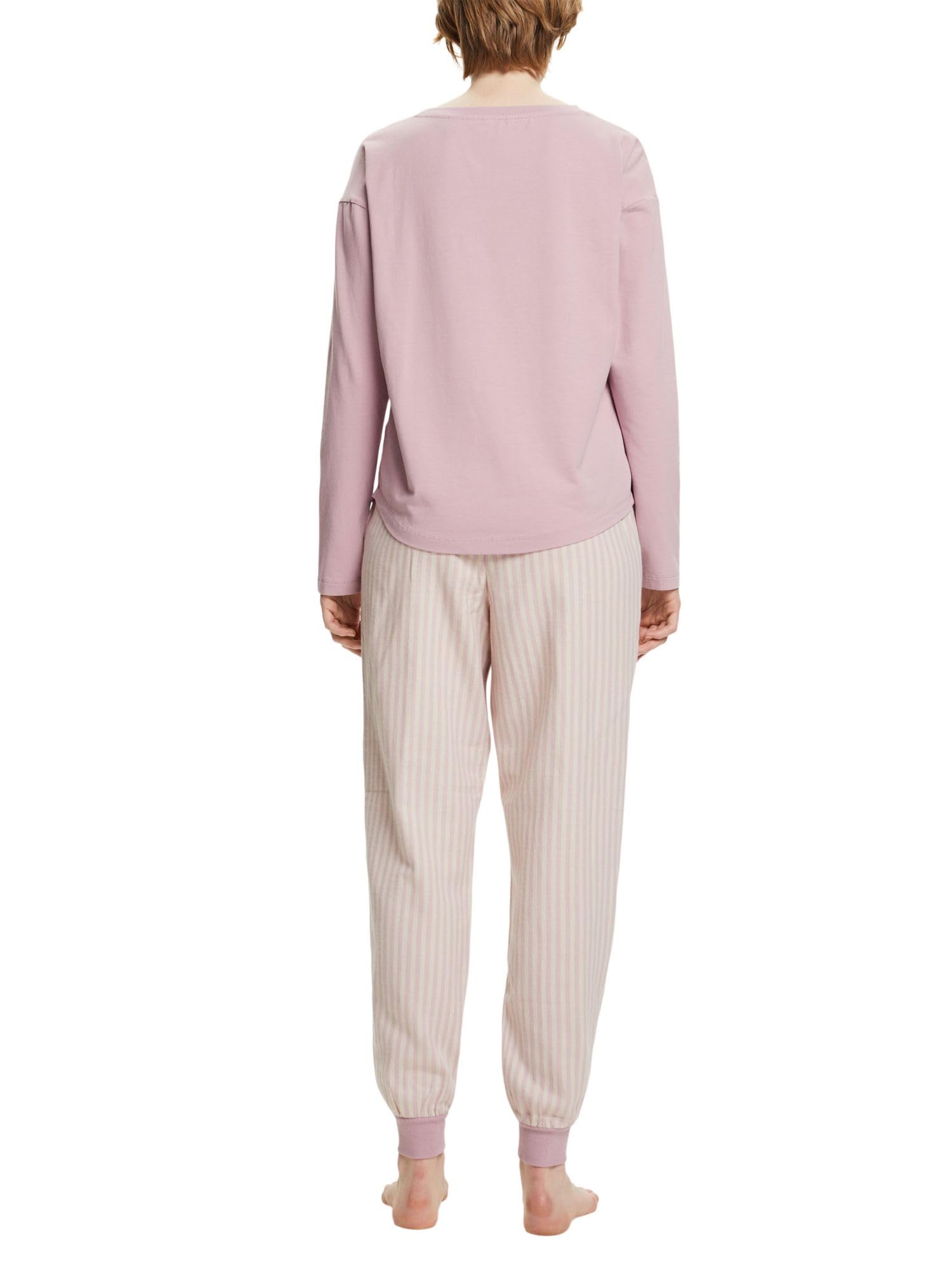 esprit-damen-flannel-stripe-pyjamaset-kariertes-langarm-schlafanzug-set-aus-kusc image 2