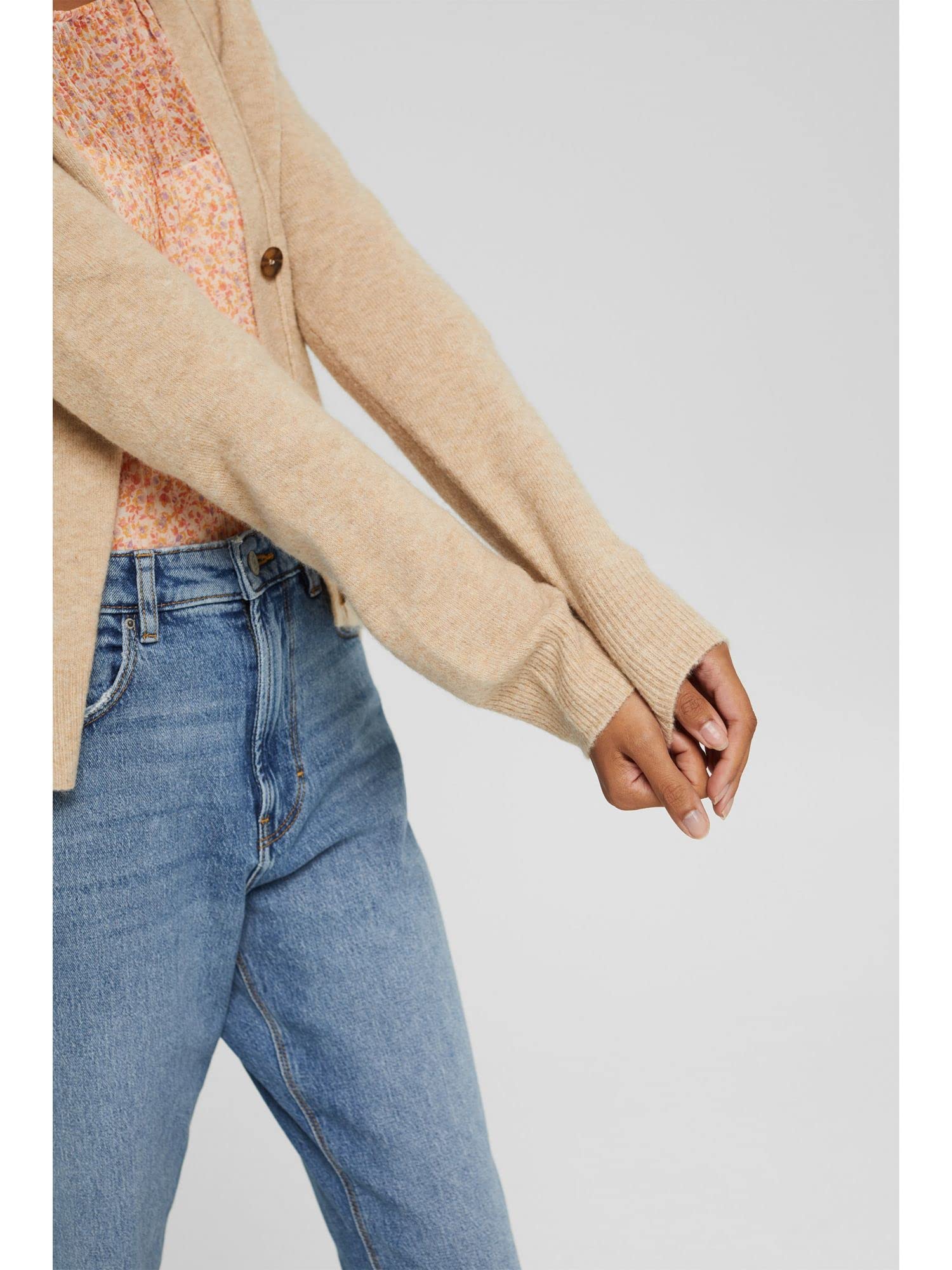 esprit-991ee1i326-damen-strickjacke-farbe-sand-289-sand-5-offener-feinstrick-car image 5