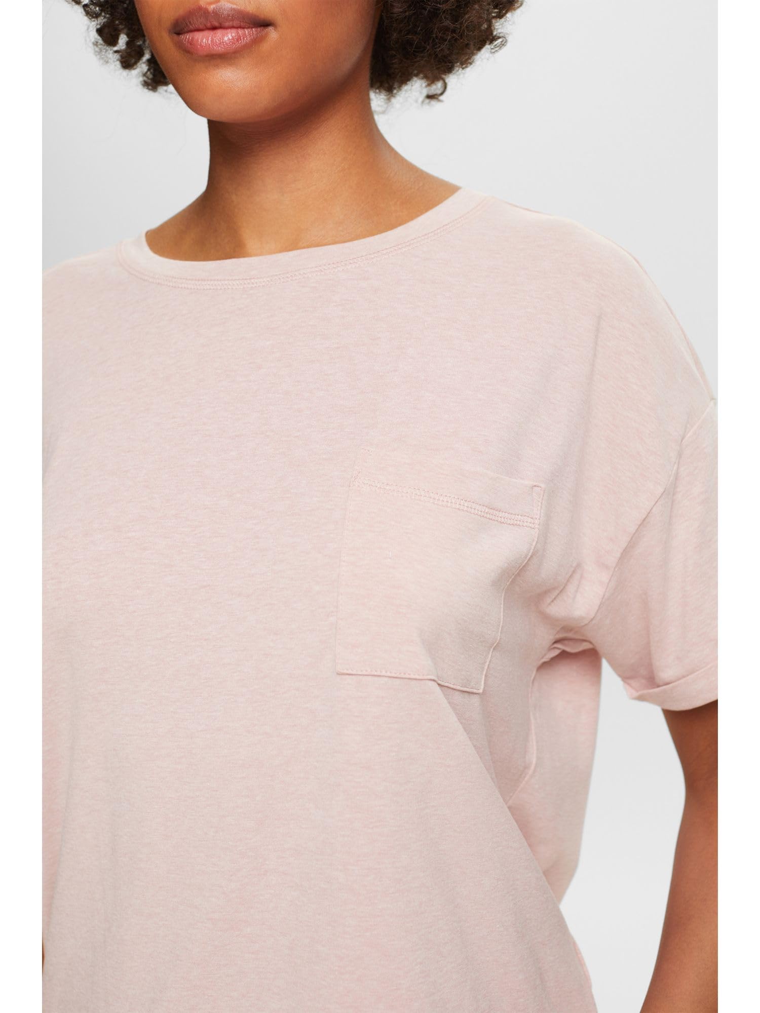 esprit-cosy-melange-sus-s-shirt-ss-damen-pyjamaoberteil-kurzes-schlafshirt-mit-m image 4