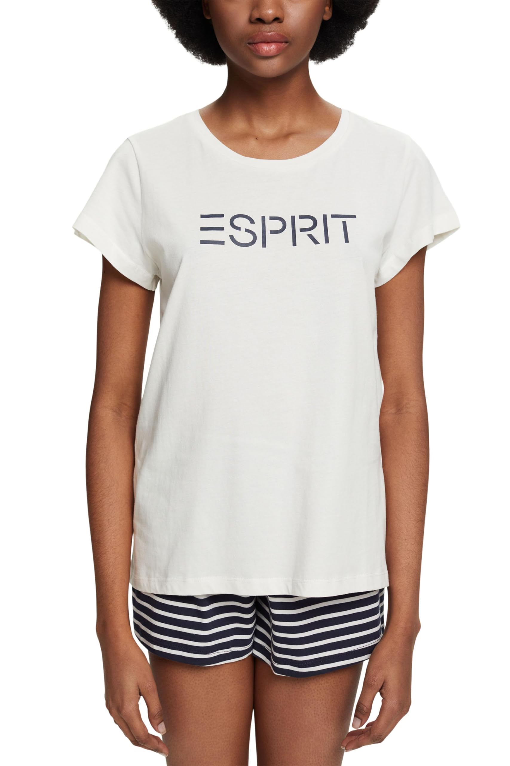 esprit-mia-damen-pyjamaset-mit-kurzarm-shirt-und-shorts-schlafanzug-set-f-r-warm image 6
