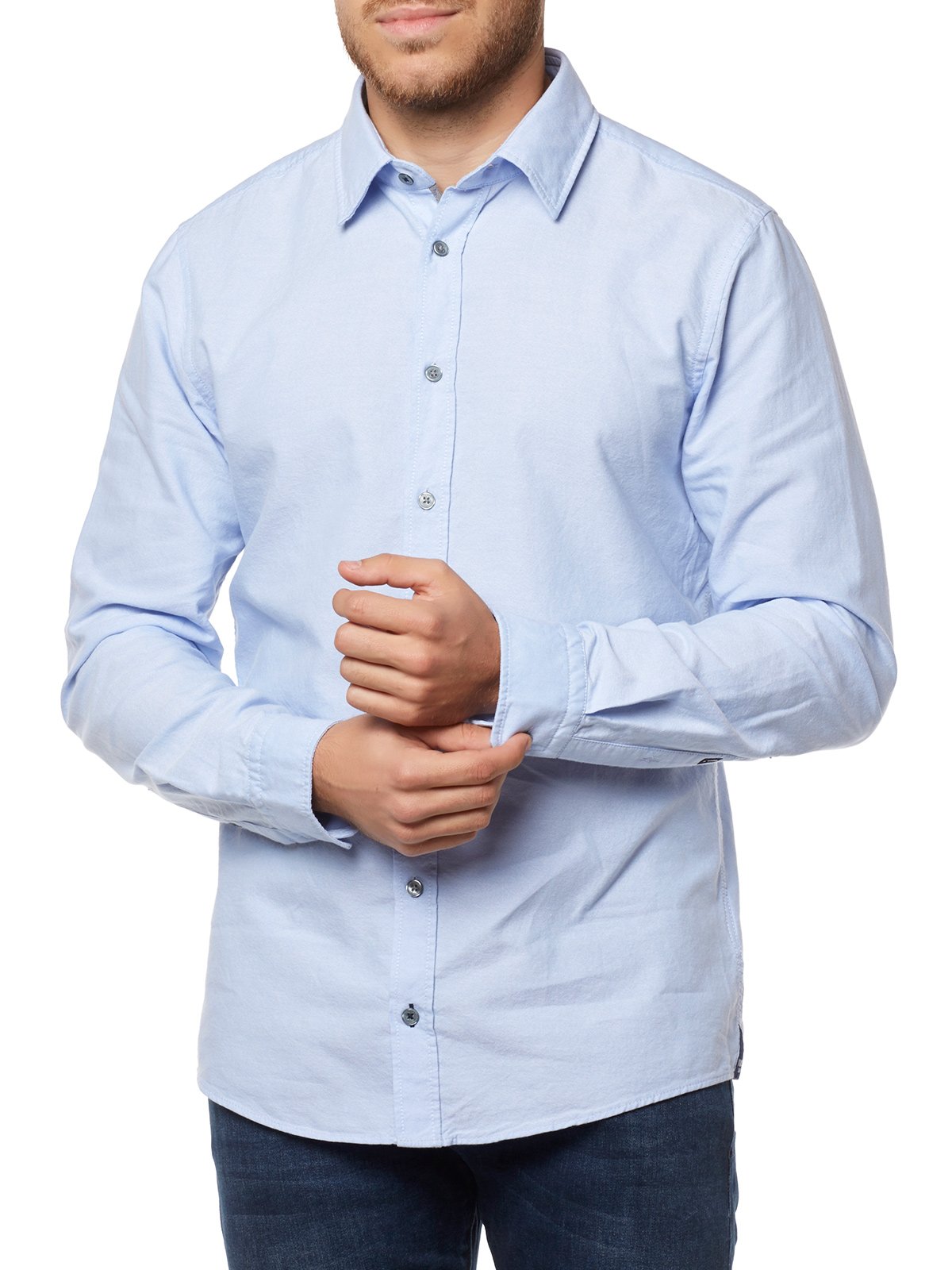 joop-hanson-herren-oxford-oberhemd-langarm-slim-fit-blau image 1