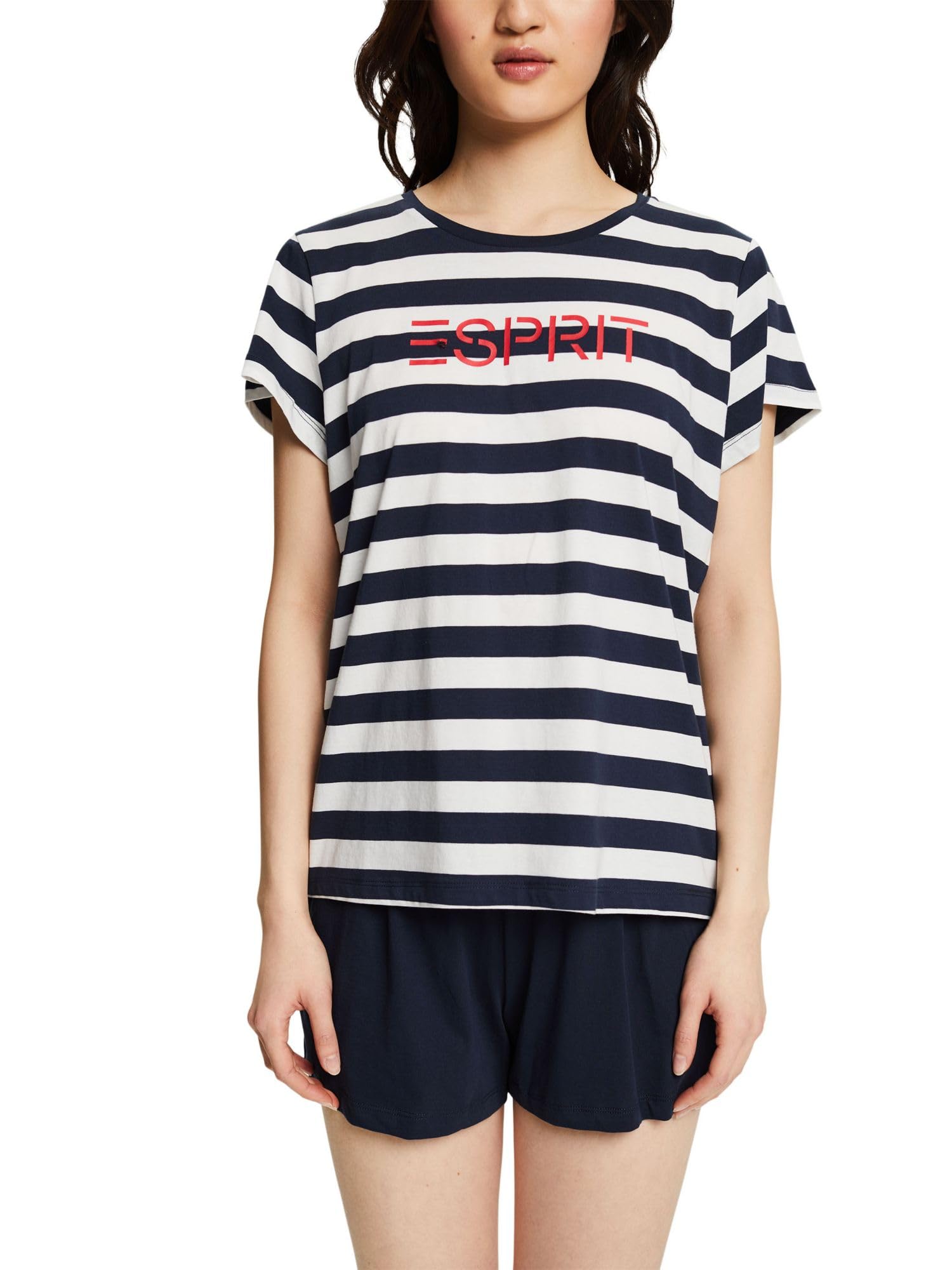 esprit-mia-damen-pyjamaset-mit-kurzarm-shirt-und-shorts-schlafanzug-set-f-r-warm image 7