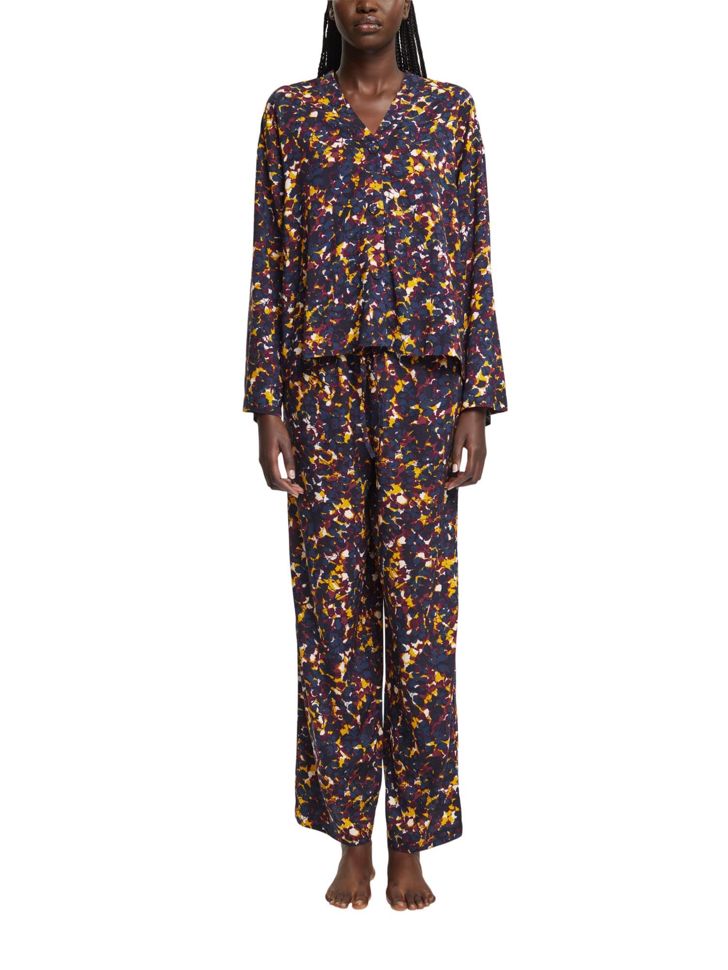 esprit-printed-woven-damen-pyjamaset-mit-bedrucktem-webstoff-schlafanzug-set-mit image 2