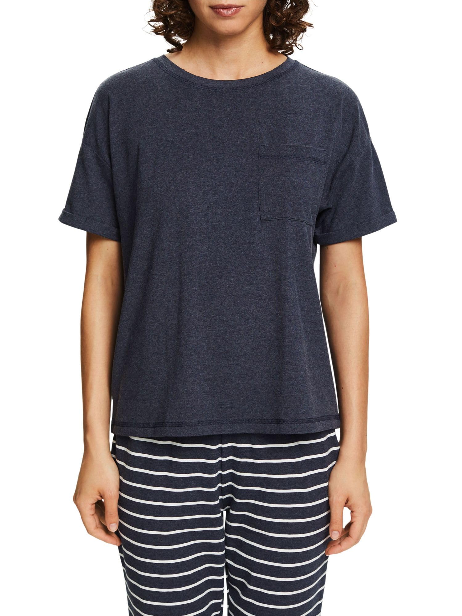esprit-cosy-melange-sus-s-shirt-ss-damen-pyjamaoberteil-kurzes-schlafshirt-mit-m image 6
