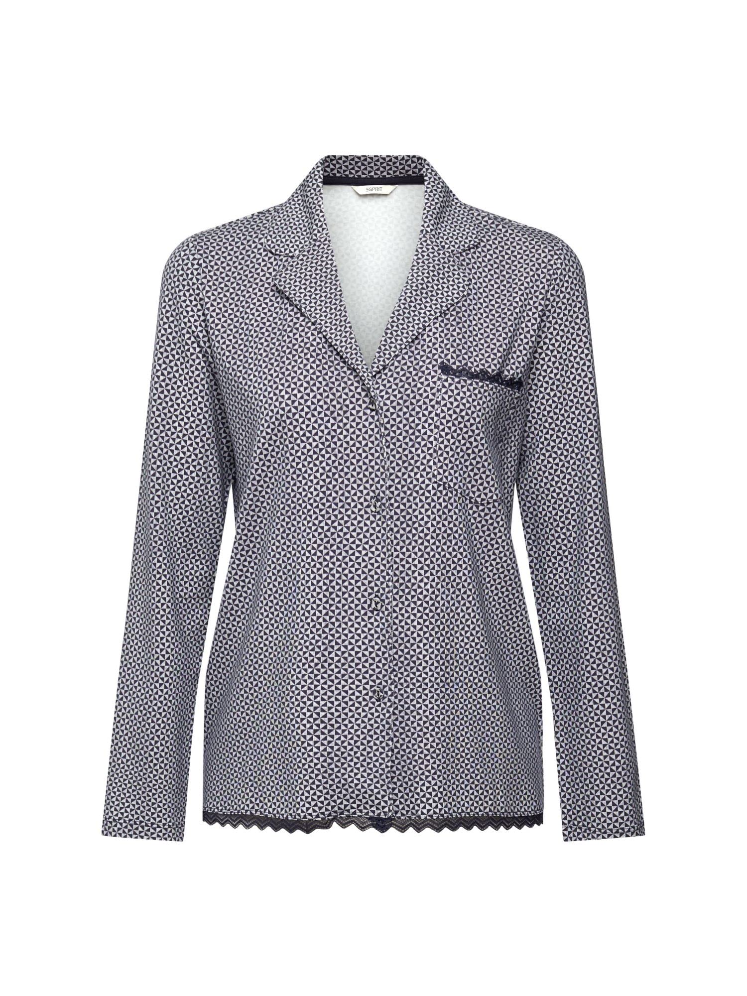 esprit-printed-cotton-lace-damen-pyjamaoberteil-kurzarm-schlafshirt-mit-spitze image 4