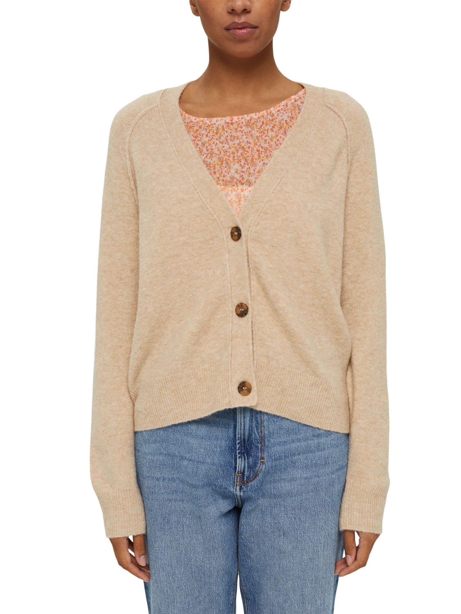 esprit-991ee1i326-damen-strickjacke-farbe-sand-289-sand-5-offener-feinstrick-car image 1