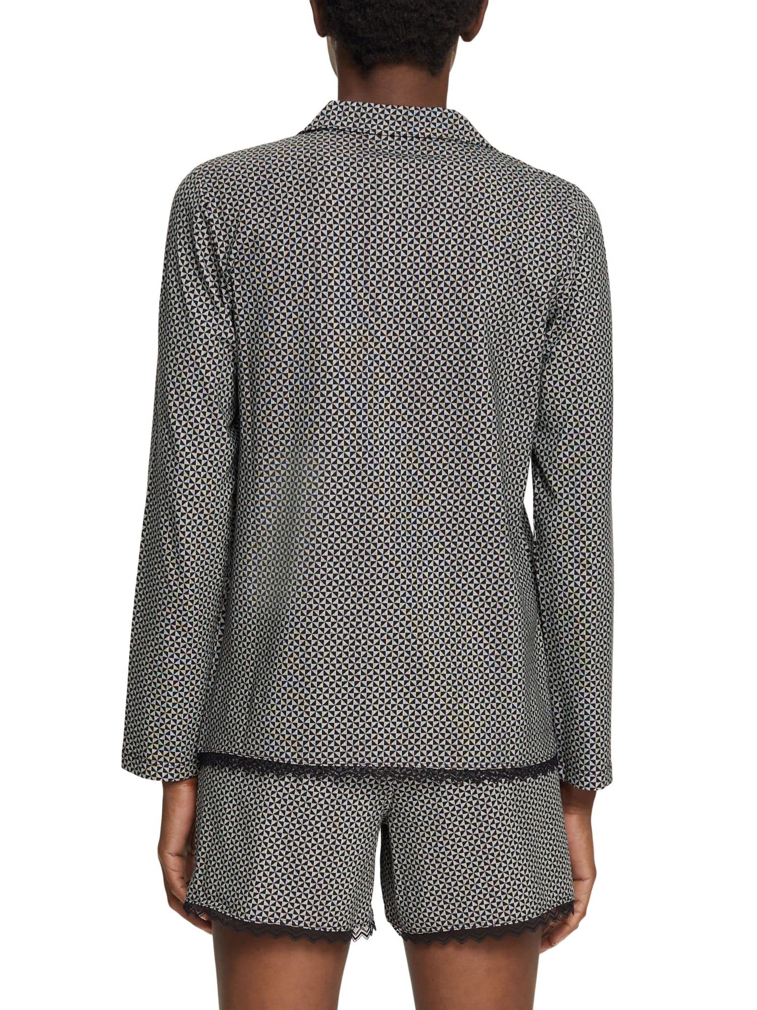 esprit-damen-printed-cotton-lace-schlafshirt-kurz-rmliges-pyjamashirt-aus-baumwo image 3