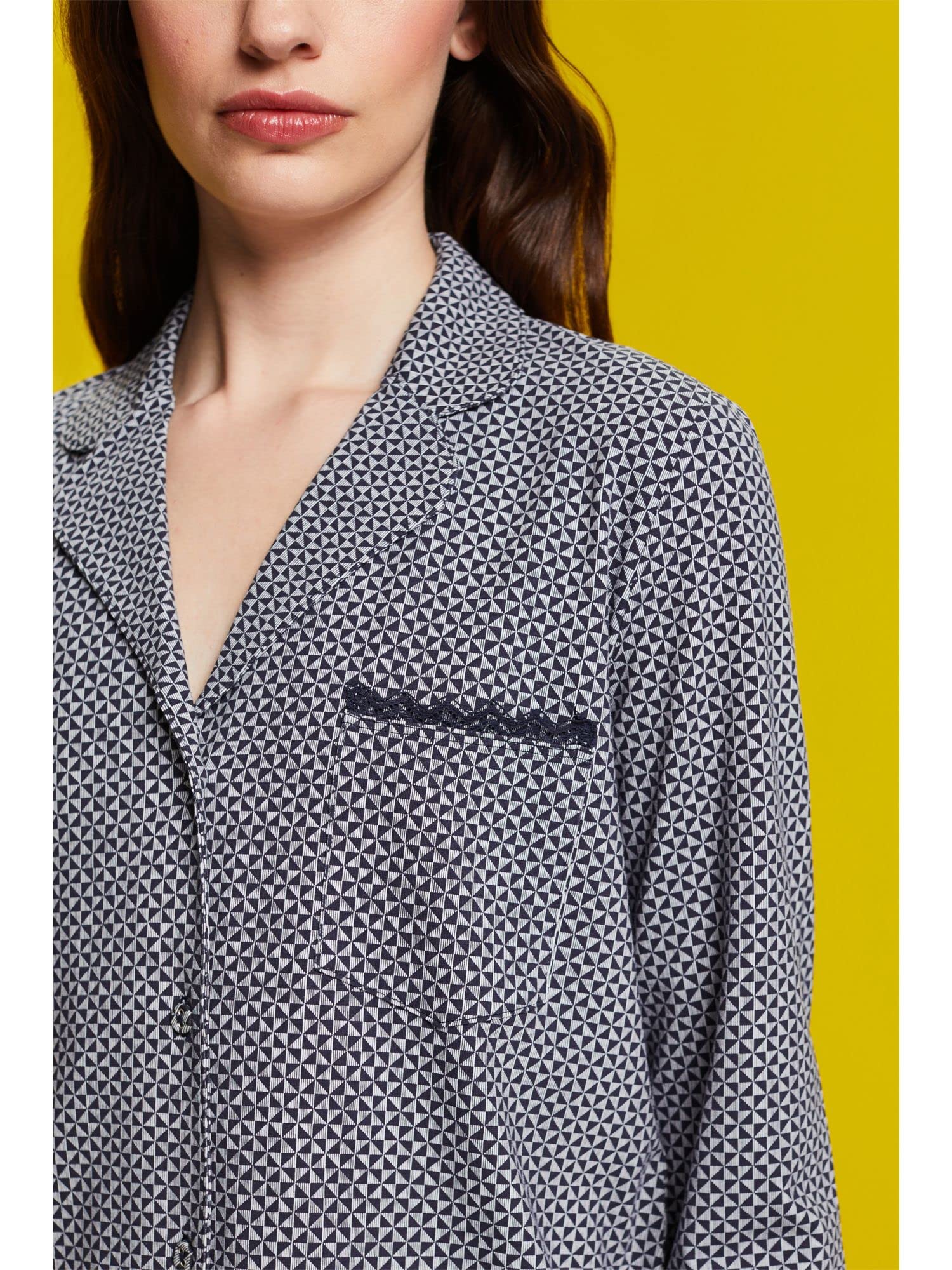 esprit-printed-cotton-lace-damen-pyjamaoberteil-kurzarm-schlafshirt-mit-spitze image 3